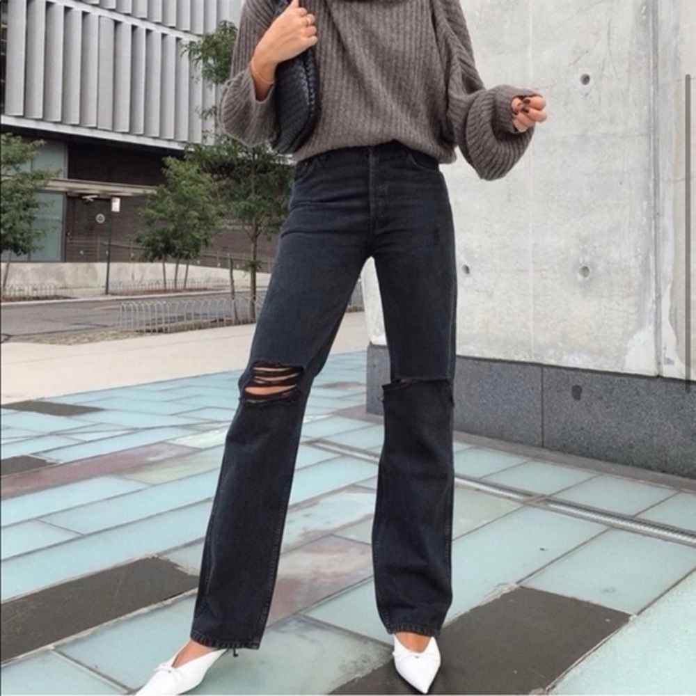 Re/Done Black Distressed Women Jeans